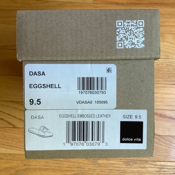 Dolce Vita Dasa Embossed Leather Buckle Slide Sandals Eggshell SZ 9.5 - Picture 16 of 16